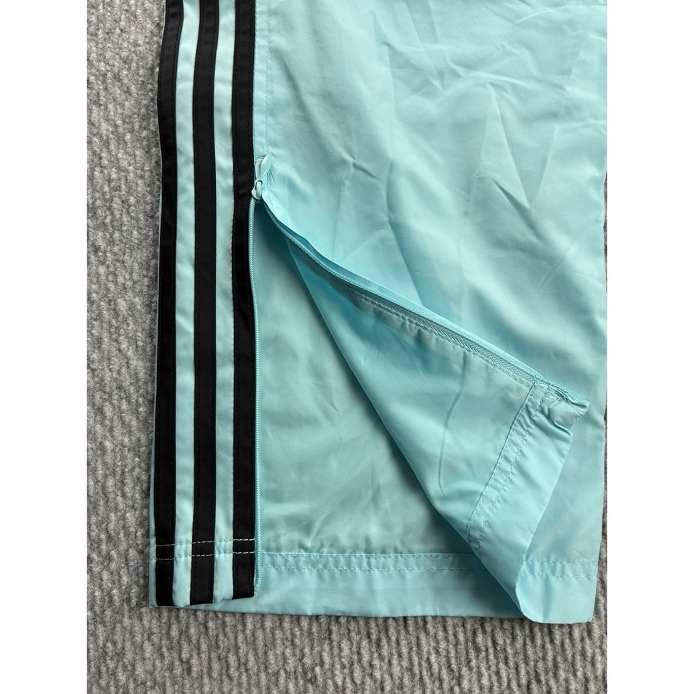Vintage Y2K Adidas light blue nylon track pants Zipper Ankles 3 Stripes Small - Picture 7 of 9